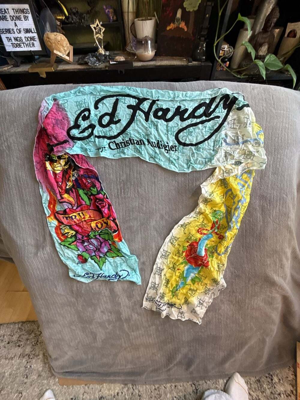 Ed Hardy by Christian Audigier Graphic Print Cotton Scarf